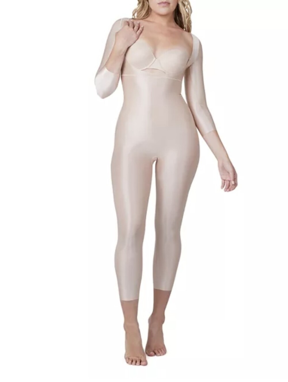 NWT Spanx Suit Your Fancy Three Quarter Sleeve Catsuit All Over Smoothing Size L